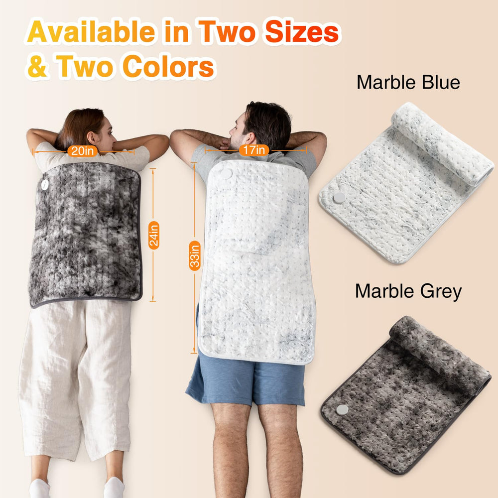 Woomer heating pad in use on back for targeted warmth coverage.