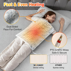 Woomer Heating Pad six-heat-levels enables customizable warmth.