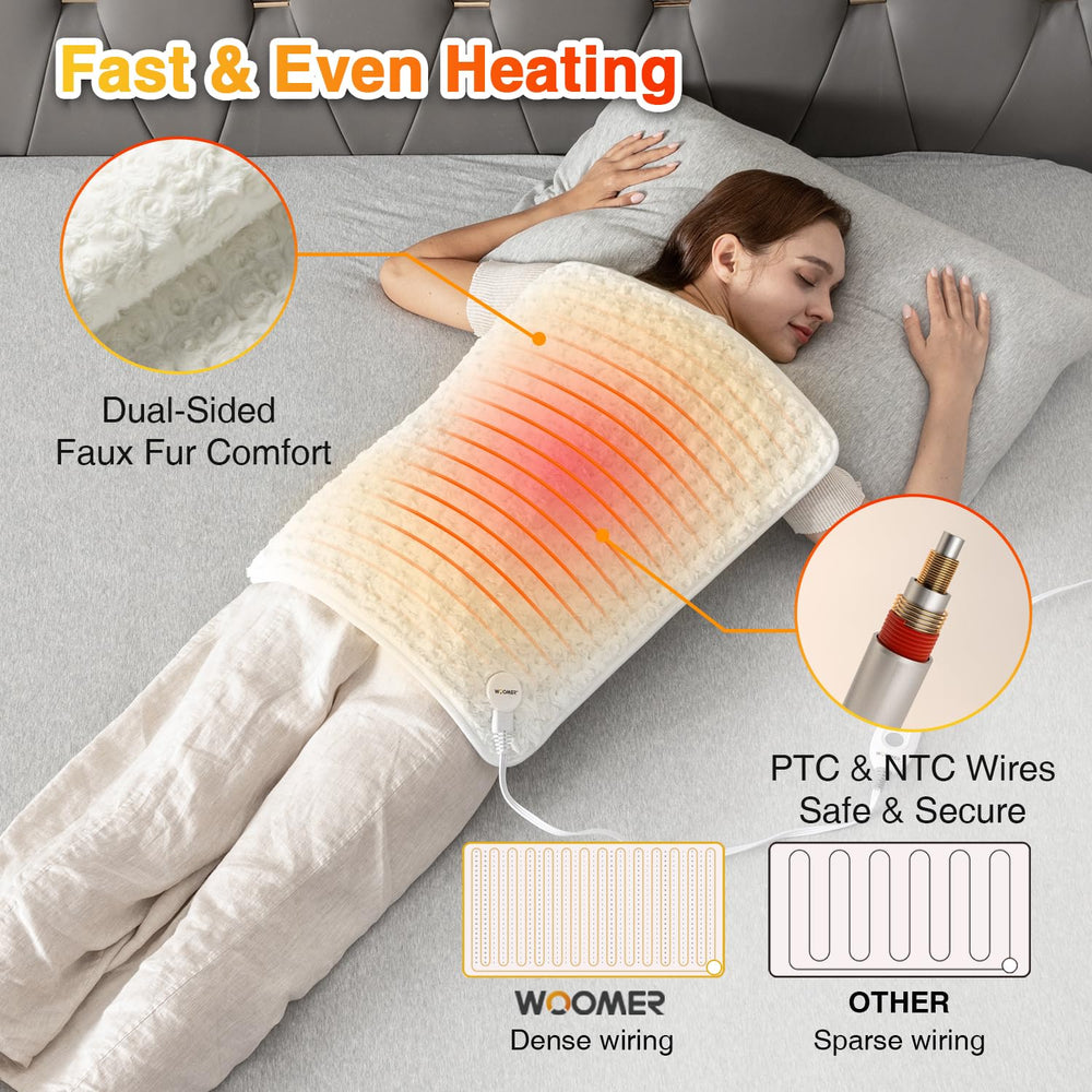 WOOMER heating pad two sided plush fur for extra comfort