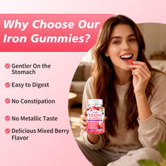 Wordln Iron Gummies chewy texture close-up highlights berry flavor for enjoyable daily chew.
