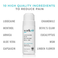 Workvie Lidocaine Roll-On in hand demonstrates easy, mess-free application.