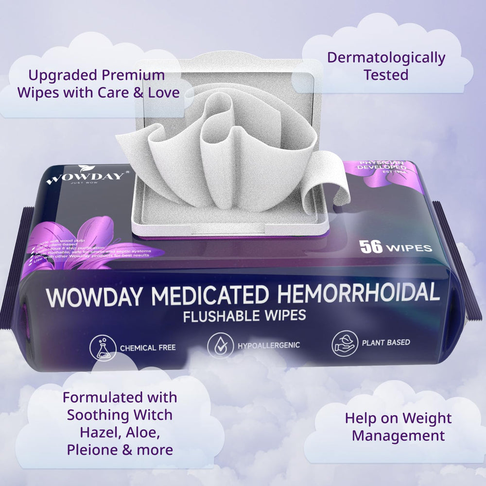 WowDay witch hazel aloe vera formula close-up for soothing perineal care.