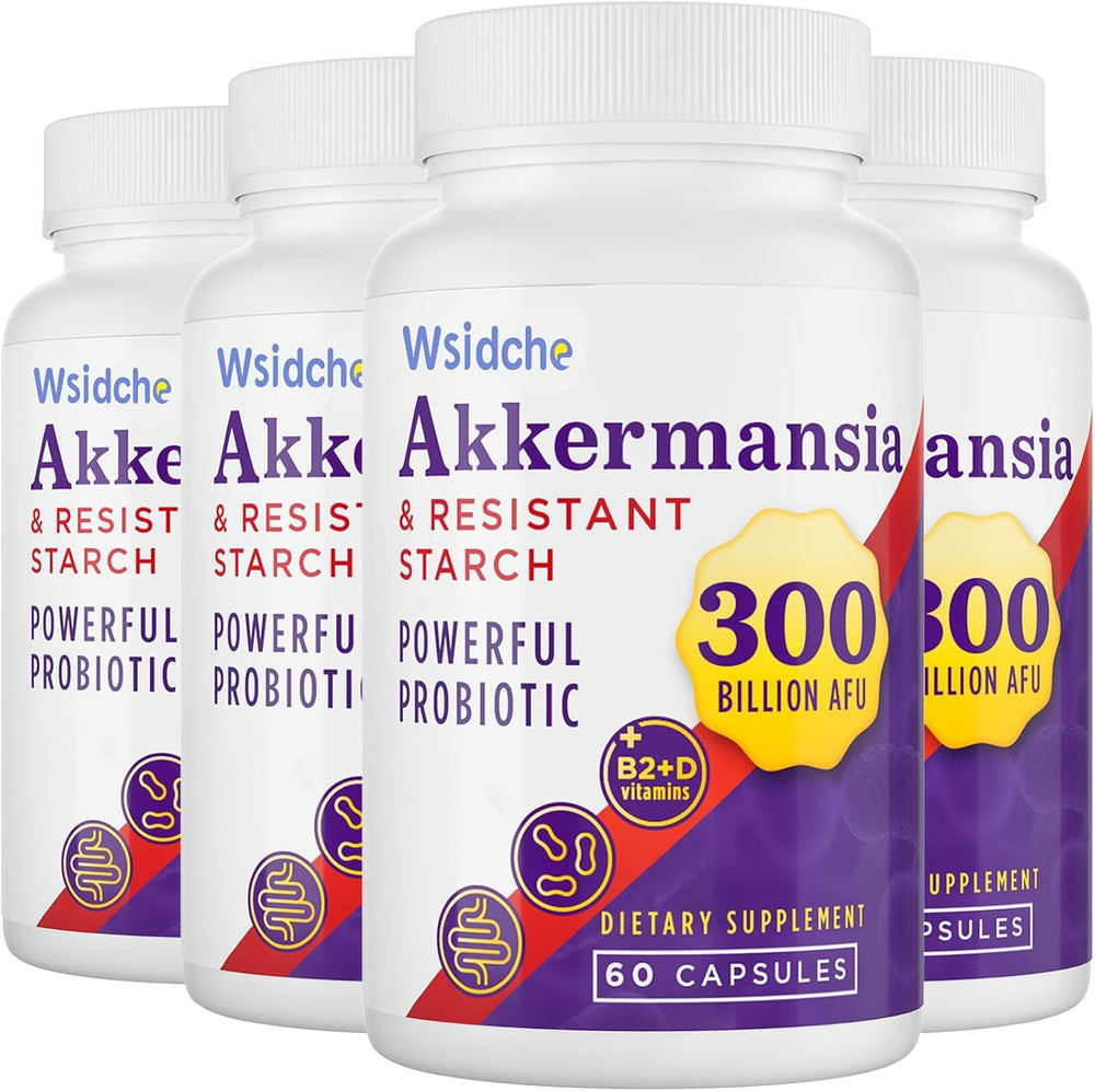 Wsidche Akkermansia Muciniphila 300B bottle promotes gut health support.