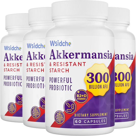 Wsidche Akkermansia Muciniphila 300B bottle promotes gut health support.