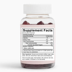Wuliao Clean Fiber Gummies ingredient label highlighting natural vegan friendly prebiotic fiber.