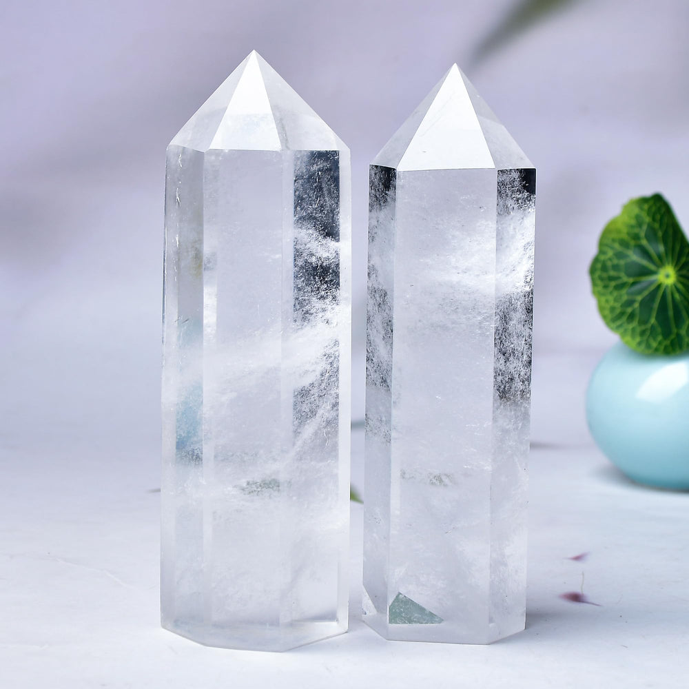 WUYOUSHI polished natural quartz tower adds desk decor elegance.