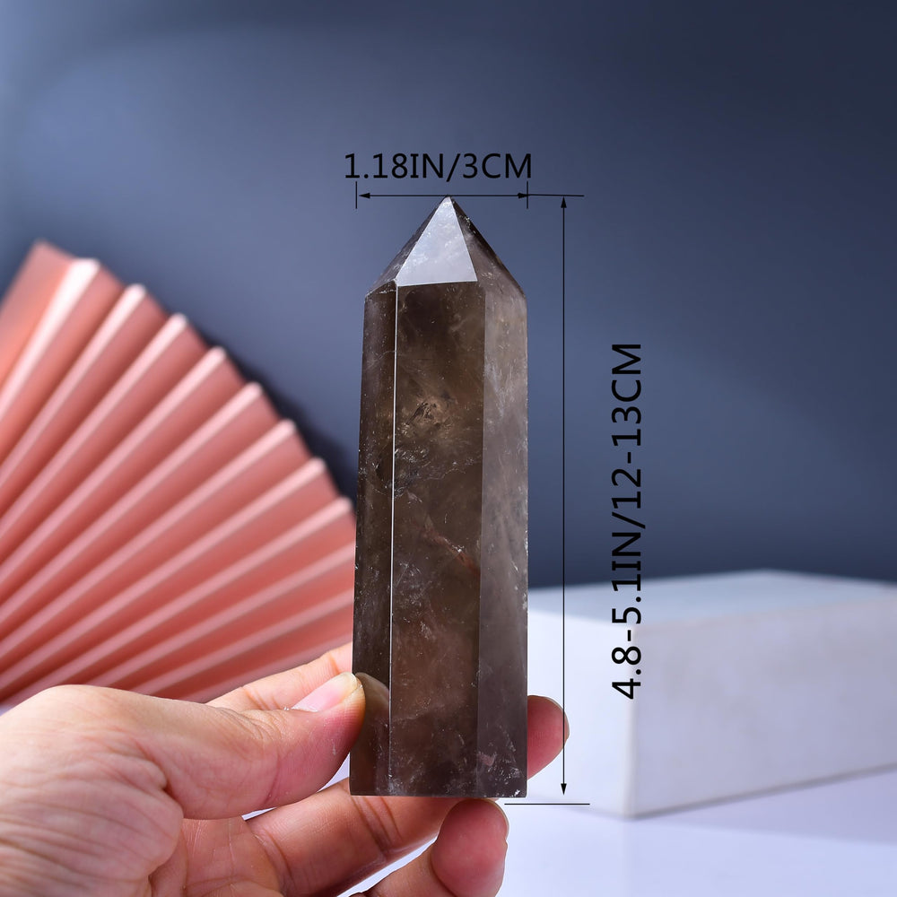 WUYOUSHI smoky quartz wand size 4.8 to 5.11 inches for mindful practice