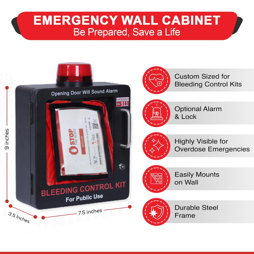 WWILKEN Bleeding Kit Wall Cabinet durable metal construction for public use.