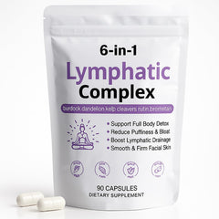 WXDOAU 6-in-1 lymphatic complex bottle close-up showing capsules for daily wellness