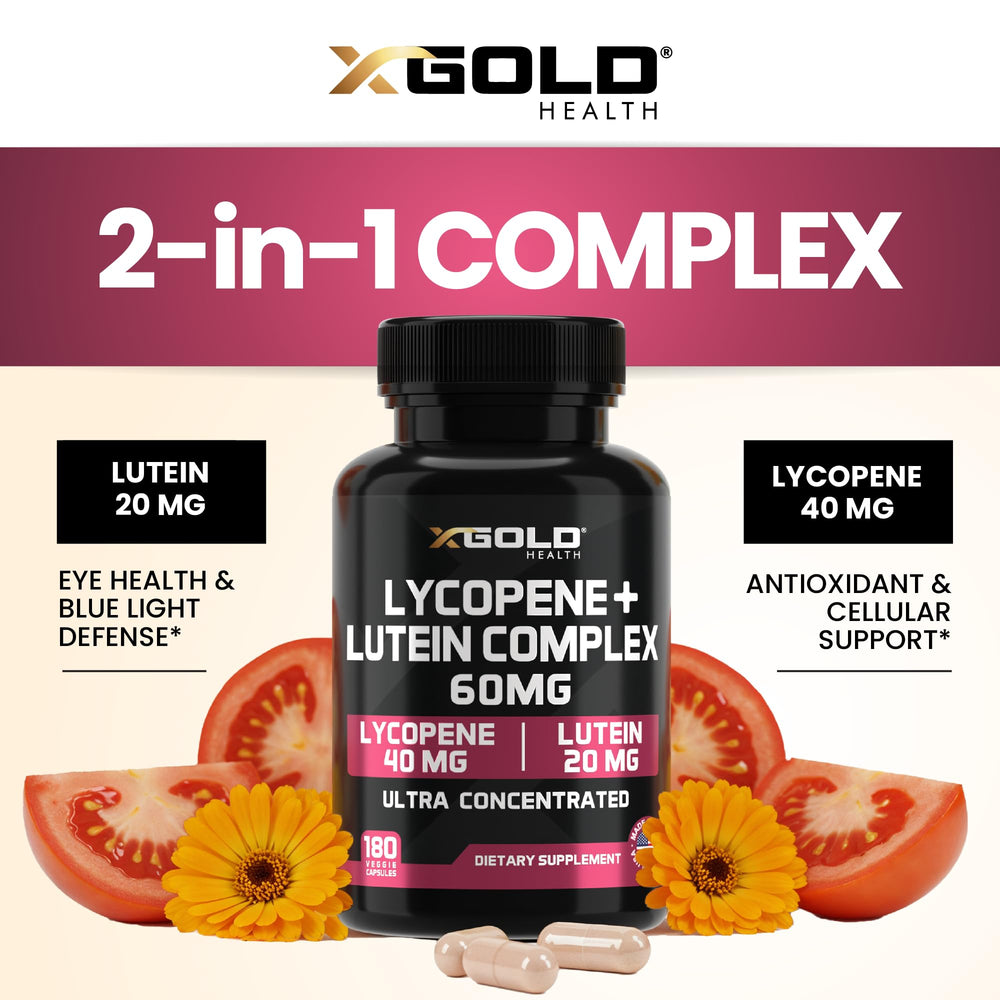 X Gold Health lutein from leafy greens emphasizes eye and skin wellness.