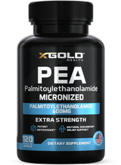 X Gold Health Palmitoylethanolamide pea bottle front showing premium micronized capsules for daily comfort