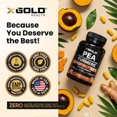 X Gold Health vegetarian capsules in packaging emphasize clean, allergen-free daily use.