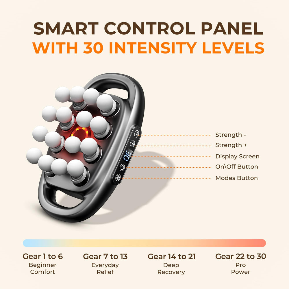 Xamford massager with 30 intensity levels offers customized sessions.