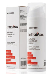 XenCare InflaMax airless pump bottle delivering clean, mess-free topical relief.