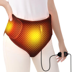 Xiangfutang period heating pad in use on abdomen for comfort and potential relief