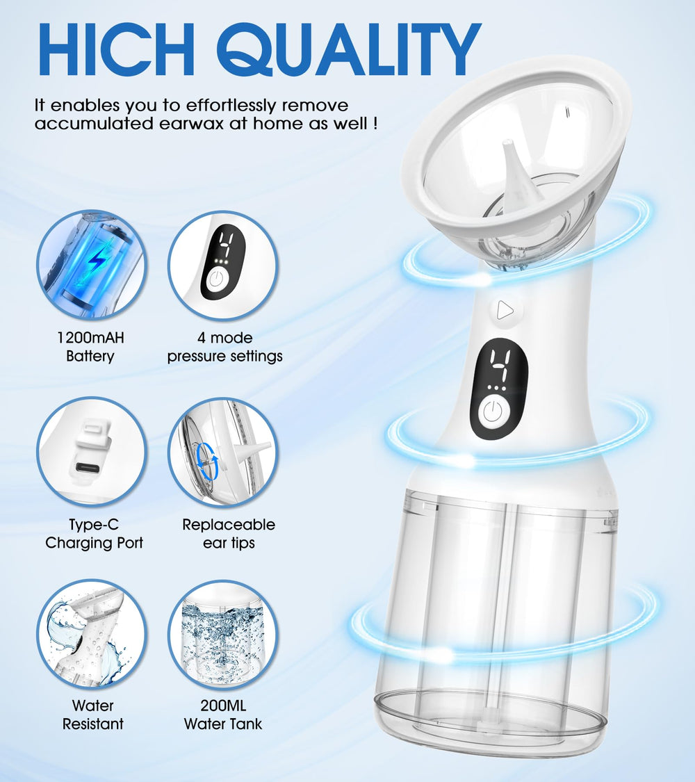 XIAOJINYU ear cleaner water flush system demonstrates gentle cleansing.