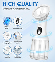 XIAOJINYU ear cleaner water flush system demonstrates gentle cleansing.
