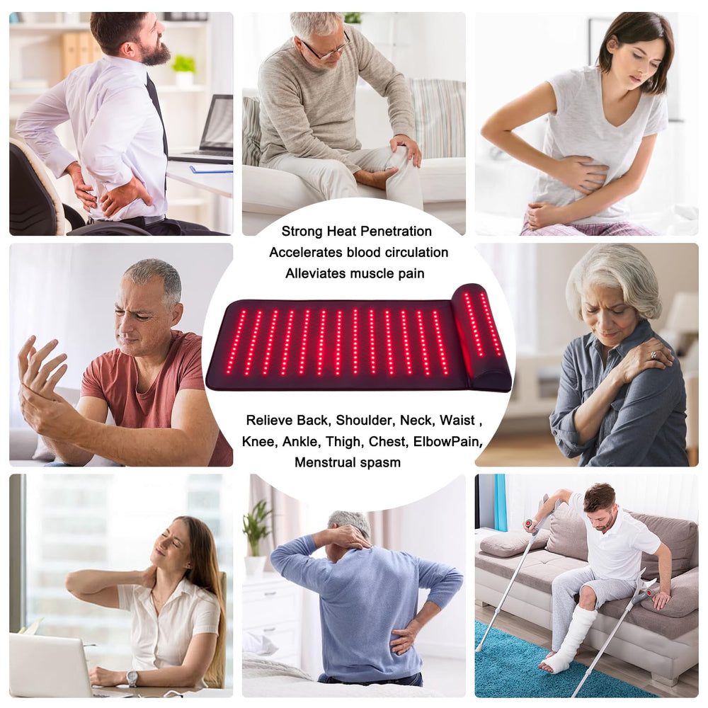 Xinheyie red light therapy mat control panel with adjustable brightness and timer.