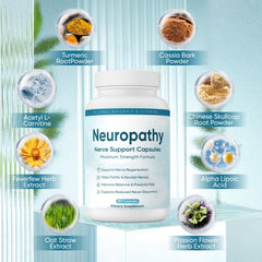 XIOEGSKE Neuropathy Support bottle label view with ingredients and vegan claim