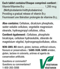Jamieson B12 1200mcg packaging image highlighting bonus size value.