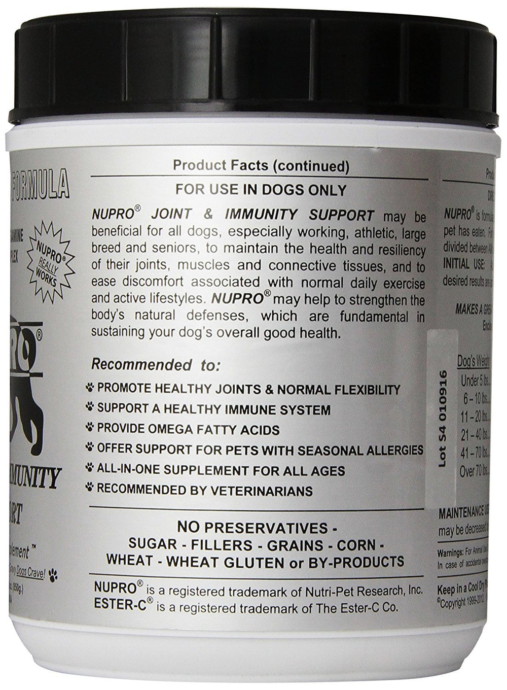 Xllent Nupro label close-up highlights Glucosamine Complex and Ester C.