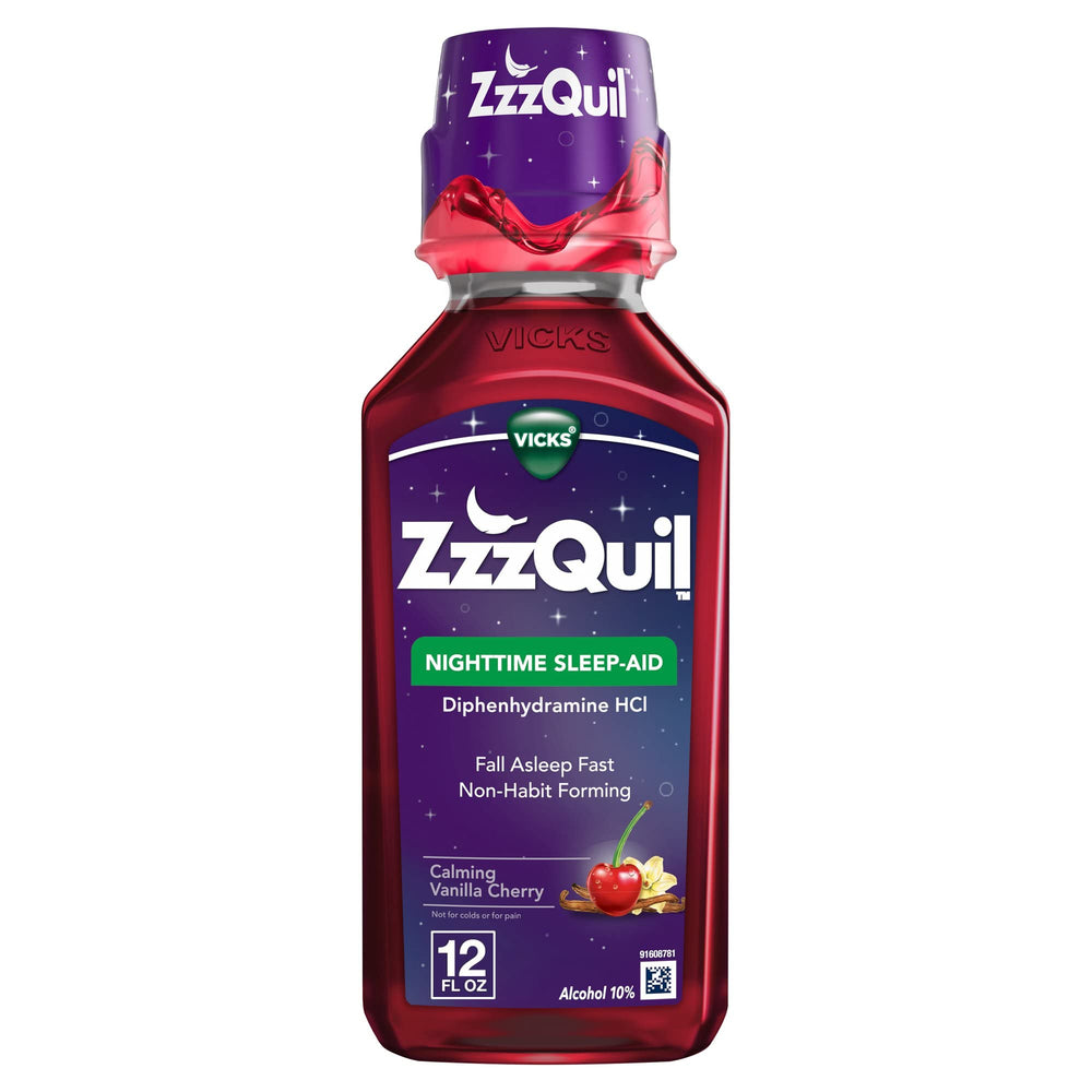 Xllent ZzzQuil dose cup showing 30 mL measurement for accurate dosing