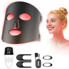XMZXMZ Red Light Mask provides full-coverage light for a balanced complexion.