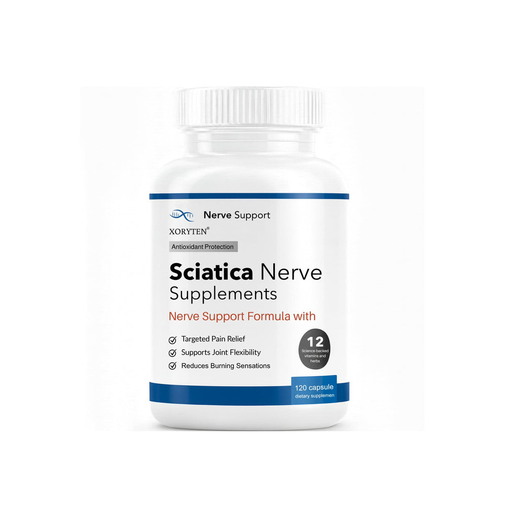 XORYTEN sciatic capsules bottle showing premium botanical formula.