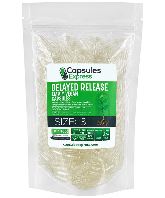 XPRS Nutra delayed-release size 3 capsules ready for bulk DIY filling and storage