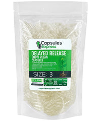 XPRS Nutra delayed-release size 3 capsules ready for bulk DIY filling and storage