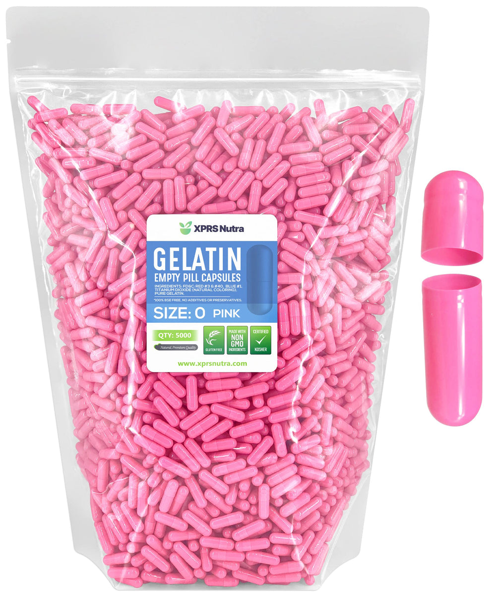 XPRS Nutra Size 0 pink empty capsules bulk pack for DIY filling