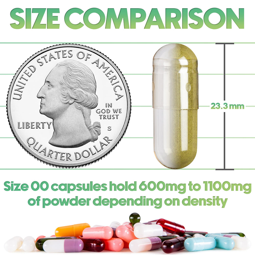 XPRS Nutra Size 00 capsules ready for manual filling and uniform dosing