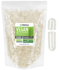 XPRS Nutra size 2 clear empty capsules for precise filling and measurement.