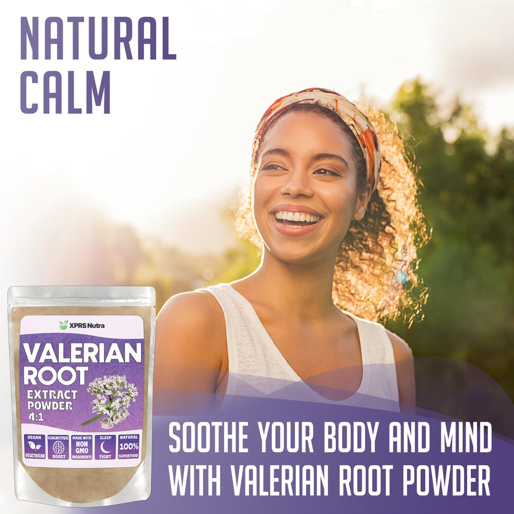XPRS Nutra premium valerian root powder 4:1 scoop ready to blend into smoothies
