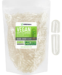 XPRS Nutra vegan size 000 capsules in clear shells for DIY filling and tracking