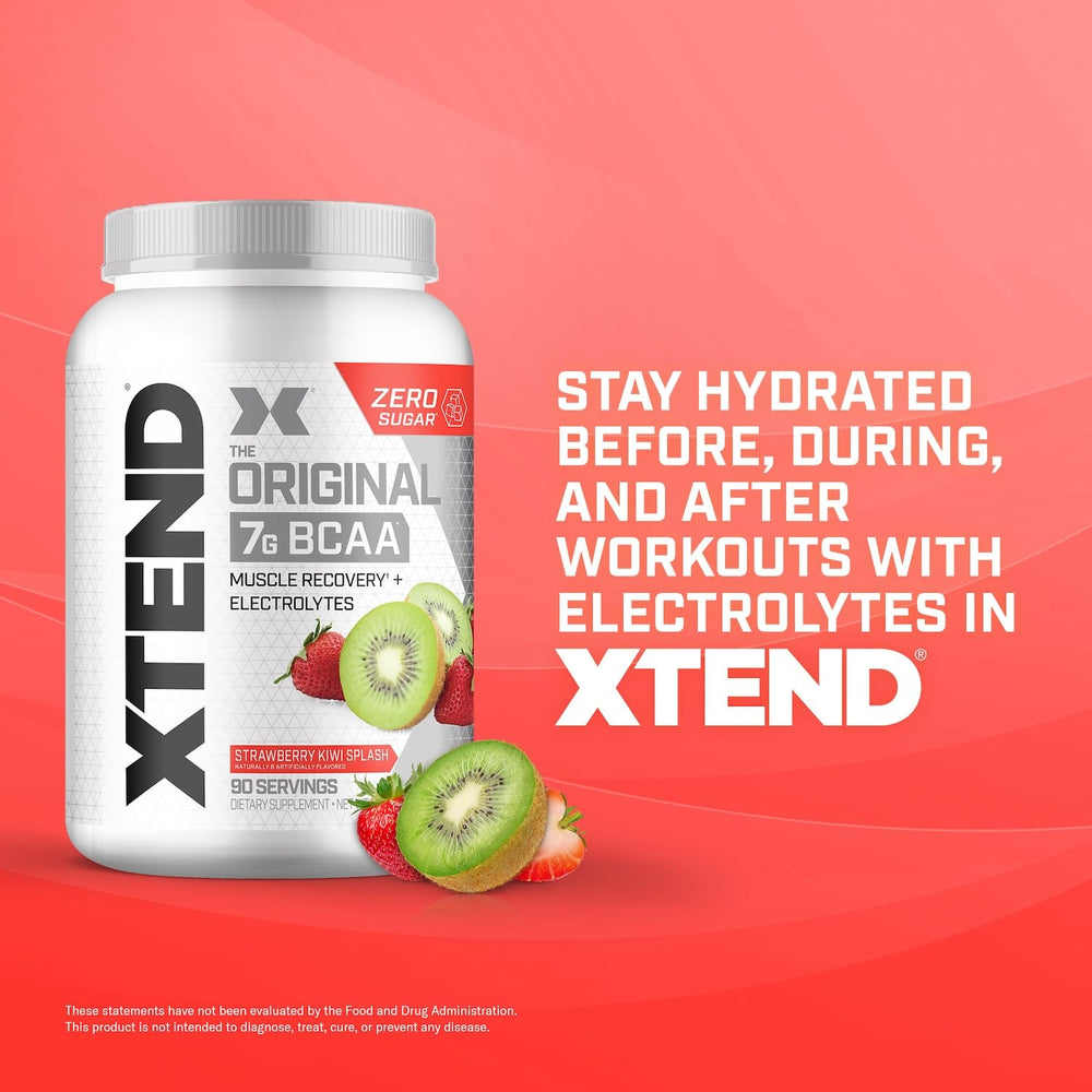 Xtend Original BCAA powder dissolves clearly in water for easy mixing.