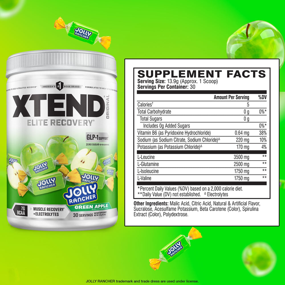 Xtend Original BCAA powder being poured for easy intra-workout mix.