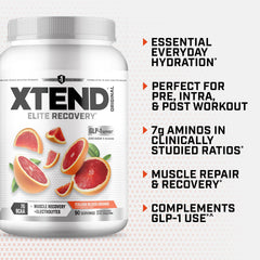 Xtend Original BCAA Powder flavor label emphasizes zero sugar and great taste.