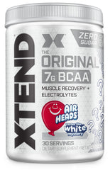 Xtend Original BCAA powder tub closed showing sugar-free formula for workouts
