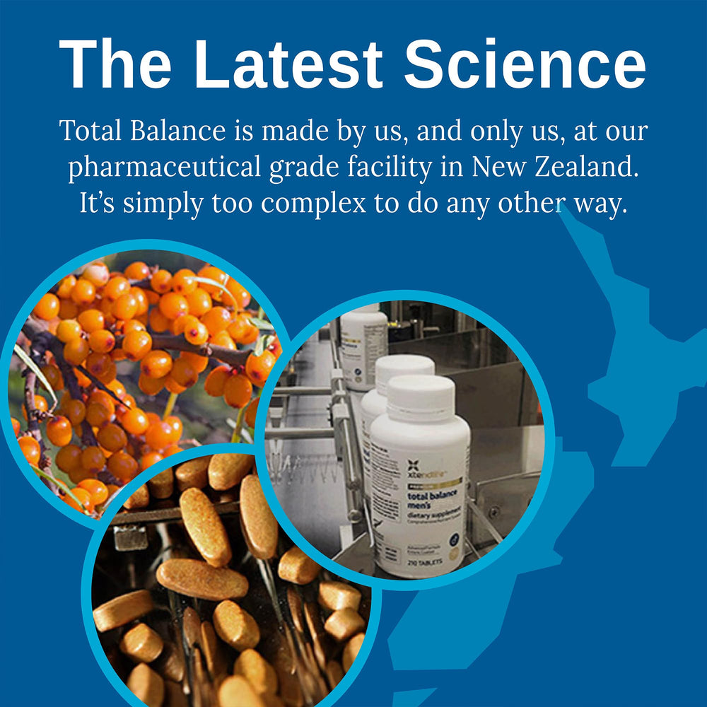 Xtendlife Total Balance packaging image shows quality standards references