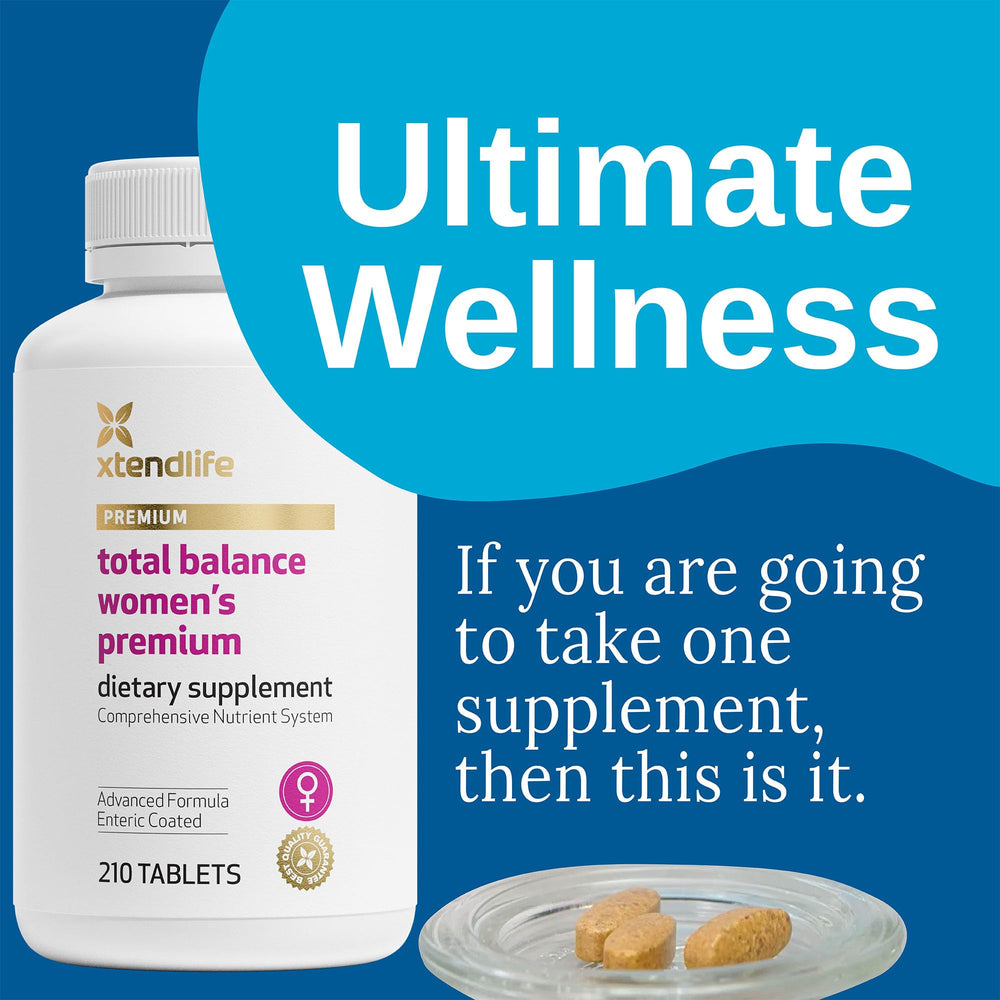 Xtendlife Total Balance packaging display highlights New Zealand origin and premium quality