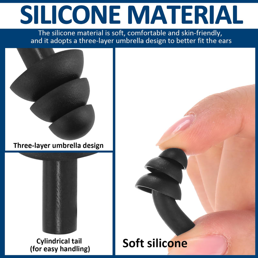 Xuhal three-layer umbrella design earplugs emphasize improved fit and sound insulation.