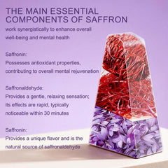 XUHUIT saffron packaging label detail highlighting non-GMO vegan formula