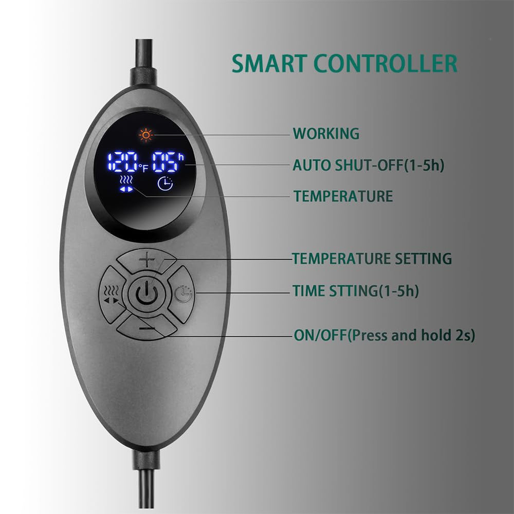XUYU timer display shows 1–5 hours auto shut-off.