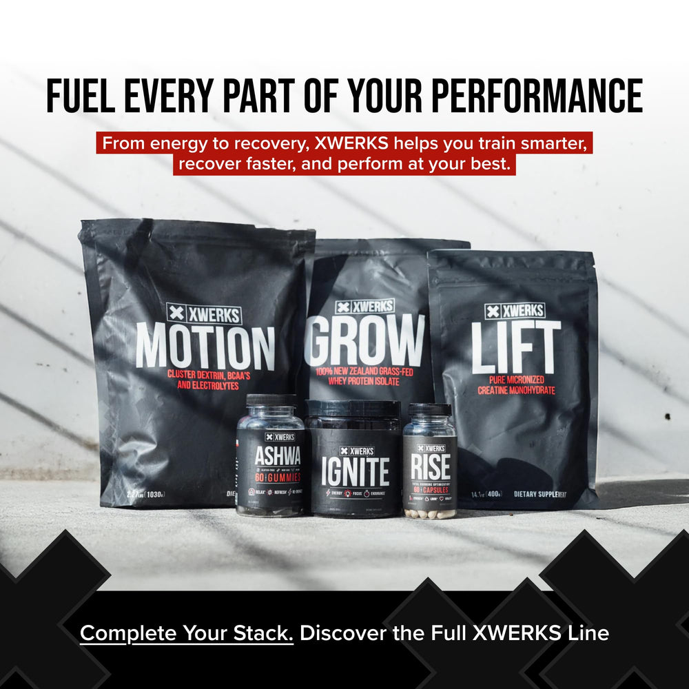 XWERKS Grow pour image highlights fast absorption for quick energy.