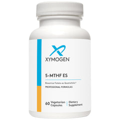 XYMOGEN 5-MTHF ES bottle front showing high potency folate for methylation support