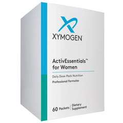 XYMOGEN ActivEssentials Women daily dose pack on the counter, supporting busy mornings.