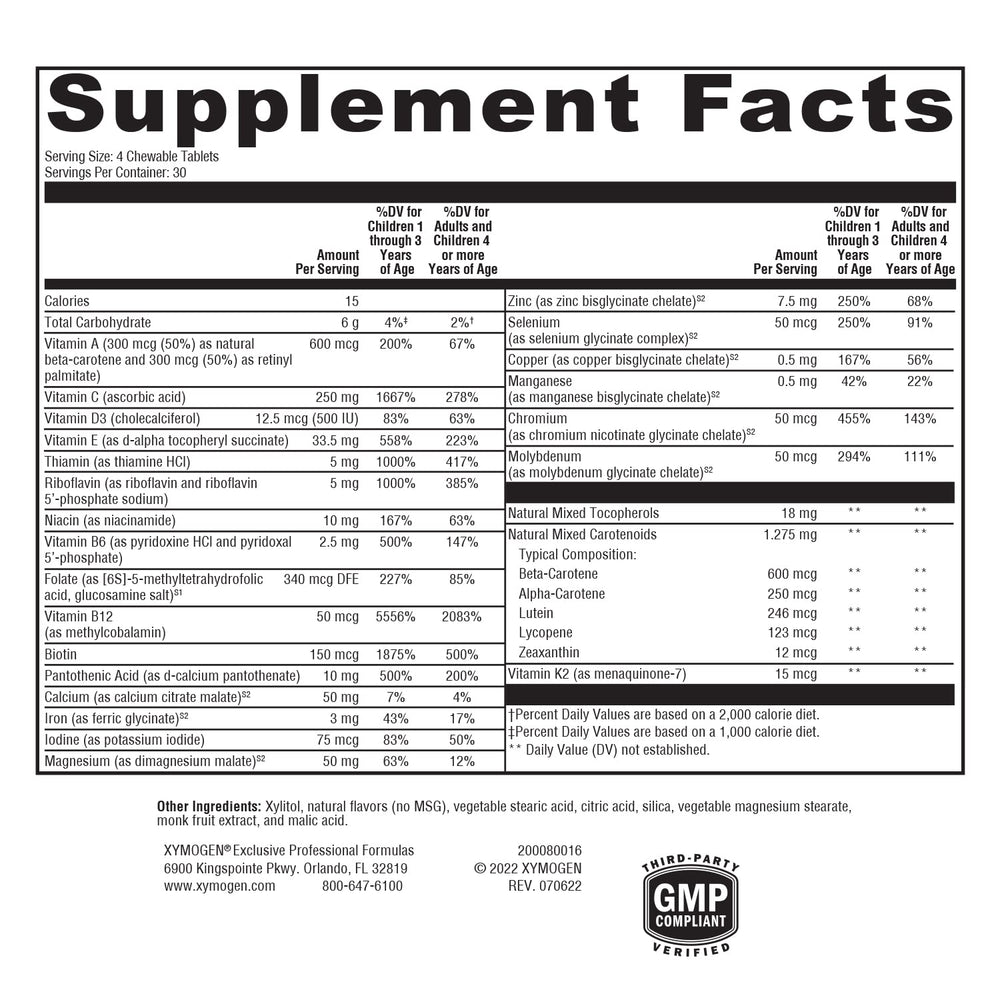 Vitamin D and chelated minerals included in XYMOGEN ActivNutrients for kids
