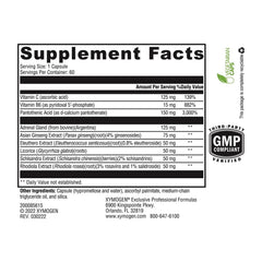 XYMOGEN Adrenaliv capsules close-up shows easy daily supplement for stamina.