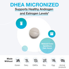 XYMOGEN DHEA 25 mg tablets being poured for easy daily use.